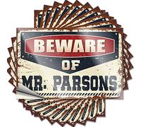Car Accessories Beware of Mr. Parsons Funny Sticker 10 Pcs Man Cave Funny Signs Men Cave Decor(12X18CM)