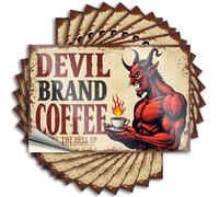 Car Accessories Devil Brand Coffee: Wake The Hell Up! Stickers 10Pcs Man Cave Signs and Decor Bumper Stickers(6X9CM)