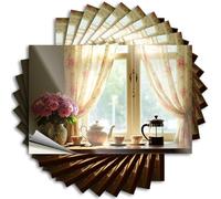 Car Accessories Floral Curtains by The Window. Stickers 10Pcs Funny Bumper Stickers for Adults Car Stickers(6X9CM)