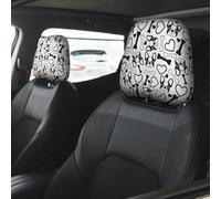 Car Accessories for Women Men, Headrest Covers for Cars 2 Pcs, Cute French Bulldog Black White Head Rest Cover for Car Decor, Car Headrest Cover for Car Decorations Interior