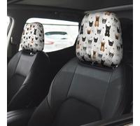 Car Accessories for Women Men, Headrest Covers for Cars 2 Pcs, Cute French Bulldog_D Head Rest Cover for Car Decor, Car Headrest Cover for Car Decorations Interior
