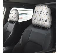 Car Accessories for Women Men, Headrest Covers for Cars 2 Pcs, Cute French Bulldog Multicolor Head Rest Cover for Car Decor, Car Headrest Cover for Car Decorations Interior