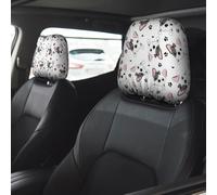 Car Accessories for Women Men, Headrest Covers for Cars 2 Pcs, Cute French Bulldog with Bow Head Rest Cover for Car Decor, Car Headrest Cover for Car Decorations Interior