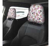 Car Accessories for Women Men, Headrest Covers for Cars 2 Pcs, French Bulldog Duck Head Rest Cover for Car Decor, Car Headrest Cover for Car Decorations Interior