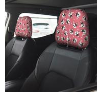 Car Accessories for Women Men, Headrest Covers for Cars 2 Pcs, French Bulldog Face Head Rest Cover for Car Decor, Car Headrest Cover for Car Decorations Interior