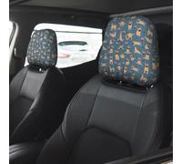 Car Accessories for Women Men, Headrest Covers for Cars 2 Pcs, French Bulldog Yoga Head Rest Cover for Car Decor, Car Headrest Cover for Car Decorations Interior