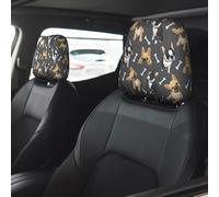 Car Accessories for Women Men, Headrest Covers for Cars 2 Pcs, Two Color French Bulldog Head Rest Cover for Car Decor, Car Headrest Cover for Car Decorations Interior