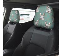 Car Accessories for Women Men, Headrest Covers for Cars 2 Pcs, Vintage Pop Art French Bulldog Head Rest Cover for Car Decor, Car Headrest Cover for Car Decorations Interior