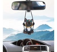 Car Accessories Hanging Car Rear View Mirror Pendant Car Decoration Funny Car Mirror Pendant Men and Women Accessories Creative Bulldog Cute Interior Decoration (Black)