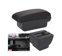 Car Accessories Interior Simple Installation For Mazda 2 For Demio Car Armrest Box Retrofit Storage Box(C1 Black red NO USB)