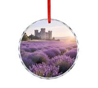 Car Accessories Lavender Fields And Castles Printed Rearview Mirror Pendants Suitable for Decorating Christmas Trees Offices Fireplaces Car Interiors Or Anywhere You Want to Decorate
