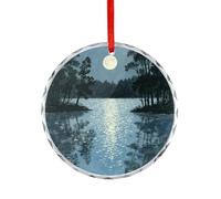 Car Accessories Moonlight on A Quiet Lake Printed Rearview Mirror Pendants Suitable for Decorating Christmas Trees Offices Fireplaces Car Interiors Or Anywhere You Want to Decorate