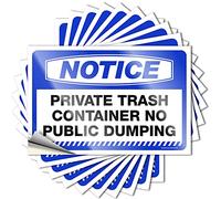 Car Accessories Notice Private Trash Container No Public Dumping Stickers 10 Pcs Car Stickers and Decals Funny Signs for Bedroom(8X12CM)