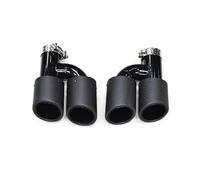Car Accessories Rear Dual Exhaust Pipe Muffler Tip 60mm Tailpipe 304 Stainless Steel For A4 A5 A6 A7 Up To S4 S5 S6 S7(Black B)