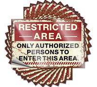 Car Accessories Restricted Area Only Authorized Persons to Enter This Area Funny Sticker 10 Pcs Car Stickers for Windows Car Bumper Stickers(12X18CM)