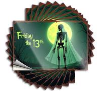 Car Accessories Skeleton Bride Under The Haunting Moon: Friday The 13Th Stickers 10Pcs Bar Sign for Home Decor Funny Stickers for Cars(12X18CM)