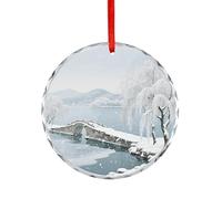 Car Accessories Snow on The Broken Bridge Printed Rearview Mirror Pendants Suitable for Decorating Christmas Trees Offices Fireplaces Car Interiors Or Anywhere You Want to Decorate