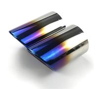 Car Accessories Stainless Steel Car Exhaust Straight Tail Pipe Tips Cover Case 1 Pair For Q7 4L SQ7 2006-2015(Blue)