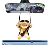 Car Accessories Swing Duck, 1 PCS Swinging Duck Car Hanging Ornament Cute flying duck Auto Interior Rear View Decoration Accessories, Best Gift for Boyfriend, Husband, Women Men(Straw Guitar)