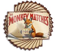 Car Accessories The Monkey Matches: A Tale of Clever Fox and Colorful Matchbox Stickers 10Pcs Bar Sign for Home Decor Funny Stickers for Cars(6X9CM)