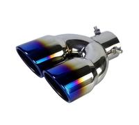 Car Accessories Universal 63mm Car Inlet Double-Barrel Rear Exhaust Tip Tail Pipe Muffler Black Titanium Outlet Stainless Steel(Blue,A)