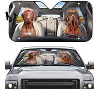 Car Accessories Vizsla Dog Couple Country Road Left Hand Drive Front Windshield Sun Shade Foldable Windscreen Car Sunshades Universal For Summer Truck Car