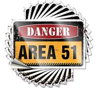 Car Accessories Warning Area 51 No Trespassing Funny Sticker 10 Pcs Man Cave Funny Signs Men Cave Decor(12X18CM)