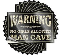 Car Accessories Warning! Man Cave No Girls Allowed Funny Sticker 10 Pcs Car Stickers for Windows Car Bumper Stickers(6X9CM)