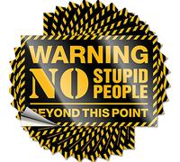 Car Accessories Warning No Stupid People Beyond This Point Funny Sticker 10 Pcs Stickers for Your Car Bumper Stickers, Decals & Ma(12X18CM)