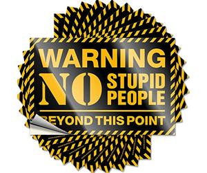 Car Accessories Warning No Stupid People Beyond This Point Funny Sticker 10 Pcs Stickers for Your Car Bumper Stickers, Decals & Ma(6X9CM)