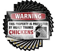 Car Accessories Warning This Property is Protected By A Highly Trained Chicken1 Funny Sticker 10 Pcs Tool Box Stickers Stickers for Car(8X12CM)