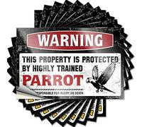 Car Accessories Warning This Property is Protected By A Highly Trained Parrot Funny Sticker 10 Pcs Funny Stickers for Cars Bar Signs for Home Decor(6X9CM)