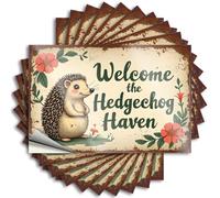 Car Accessories Welcome to The Hedgehog Haven: A Whimsical Floral Sign Stickers 10Pcs Toolbox Stickers and Decals Girl Stickers(12X18CM)