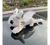 Car Accessory Flying Dragon Plush Toy,Flying Dragon Stuffed Animal with Movable Wings & Suction Cup,Car Exterior Cool Cars Roof Decoration Toy,Dragons Plush for Cars (White)