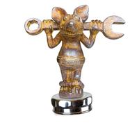 Car Accessory Mechanical Rat Rod Hood Ornament - Copper Mouse Chrome Decorative Badge, Vehicle Front Bonnet Styling Accessory