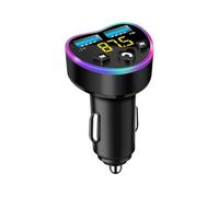 Car Adapter - QC3.0 Fast Charge FM Modulator MP3 Player, DC12-24V USB-A Socket | 5V2.4A 5V3A 9V2A 12V1.5A Audio Streamer Voltage Display Handsfree Calling Vehicle Music System
