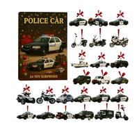 Car Advent Calendars 2025 For Kids, Car Hanging Ornaments 24 Days Christmas Countdown Gift, Policeman Cars Countdown Calendar For Home Christmas Tree Cars Rearview Mirror Wall Window