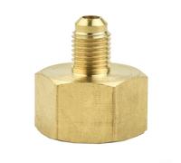 Car Air Conditioner R134A Adapter Bottle Brass Connector 5/8 Inch to 1/4 Inch SAE Male Female Thread Conversion Fitting for Automotive AC System Gold Tone 32MM Length