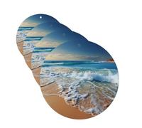 Car Air Freshener 4 Pcs Air Freshener for Car Aromatherapy Tablets Blue sea sandy beach Hanging Fragrance Scented Cards Funny Scented Hanging Sheet for Bedroom Wardrobe Shoe Cabinet