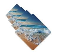 Car Air Freshener 4 Pcs Air Freshener for Car Aromatherapy Tablets Blue sea sandy beach Hanging Fragrance Scented Cards Funny Scented Hanging Sheet for Bedroom Wardrobe Shoe Cabinet