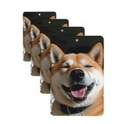 Car Air Freshener 4 Pcs Air Freshener for Car Aromatherapy Tablets Shiba Inu Smile Tongue Out Hanging Fragrance Scented Cards Funny Scented Hanging Sheet for Bedroom Wardrobe Shoe Cabinet