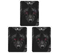 Car Air Freshener Black Red Eyed Wolf Hanging Aromatherapy Tablets for Men Women 3 Pcs Square