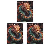 Car Air Freshener Chinese Dragon Hanging Aromatherapy Tablets for Men Women 3 Pcs Square