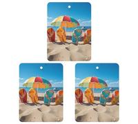 Car Air Freshener Colorful Flip Flops Beach Ball Hanging Aromatherapy Tablets for Men Women 3 Pcs Square