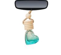 Car Air Freshener Diffuser - 6ml Clear Heart Glass Bottle with Wooden Cap | Refillable Hanging Perfume Ornament for Oils, Aromatherapy, Home & Car Decoration, Long-Lasting Fragrance