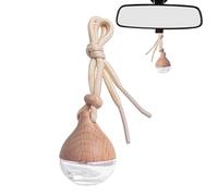 Car Air Freshener Diffuser - Empty Glass Perfume Bottle With Wooden Cover | 8ML Hanging Oil Ornament - Decorative Lanyard Pendant | Refillable Fragrance Jar - For Car Home Office