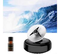 Car Air Freshener Diffuser with Solar Energy Powered Rotating Motor and Plant Extract Scent Tablets for Natural Air Purification (Black-profound)