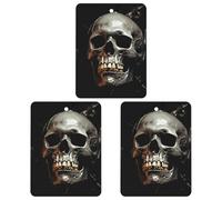 Car Air Freshener Eerie Scary Skull Hanging Aromatherapy Tablets for Men Women 3 Pcs Square