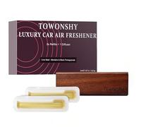 Car Air Freshener, Elegant Wooden Vent Clip Holder Car Perfume Diffuser, 2PC Lime Basil Mandarin & Black Pomegranate Scent, Natural Odour Eliminator Fragrance