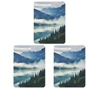 Car Air Freshener Foggy Mountains Landscape Hanging Aromatherapy Tablets for Men Women 3 Pcs Square